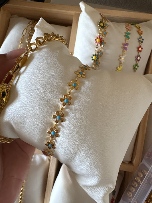 Blue Floral Bracelet